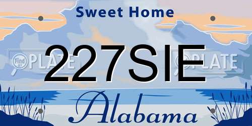 227SIE Alabama License Plate