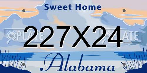 227X24 Alabama License Plate