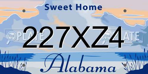 227XZ4 Alabama License Plate