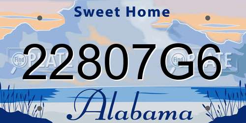 22807G6 Alabama License Plate
