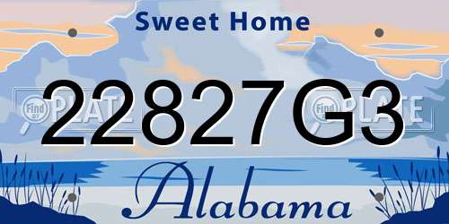 22827G3 Alabama License Plate