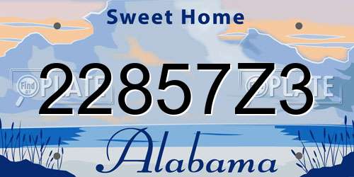 22857Z3 Alabama License Plate