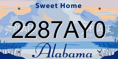 2287AY0 Alabama License Plate