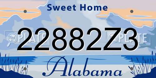 22882Z3 Alabama License Plate