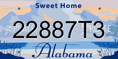 22887T3 Alabama License Plate
