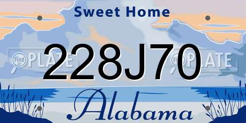 228J70 Alabama License Plate