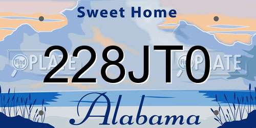 228JT0 Alabama License Plate