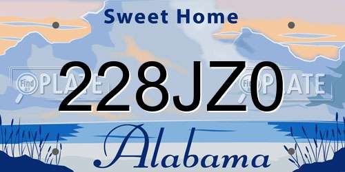 228JZ0 Alabama License Plate