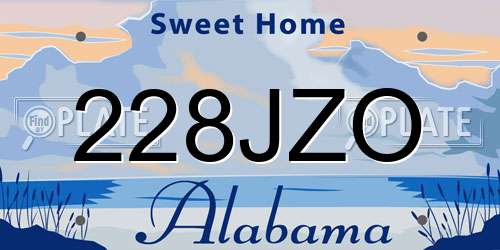 228JZO Alabama License Plate