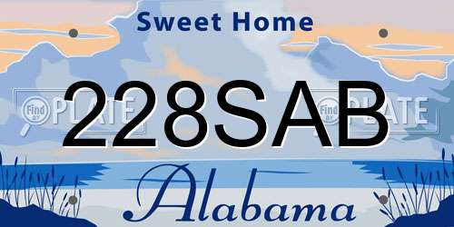 228SAB Alabama License Plate