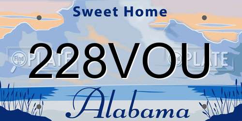 228VOU Alabama License Plate