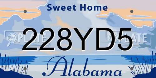228YD5 Alabama License Plate