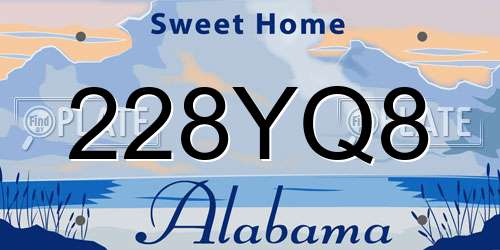 228YQ8 Alabama License Plate
