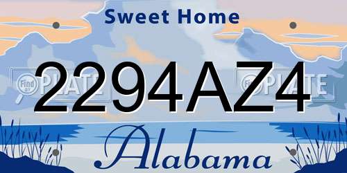 2294AZ4 Alabama License Plate