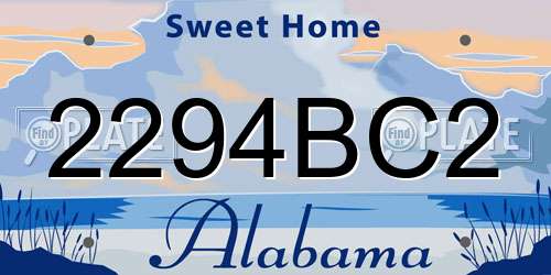 2294BC2 Alabama License Plate