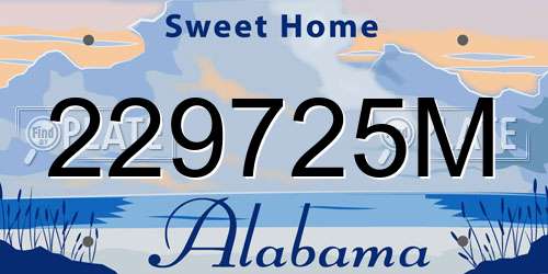 229725M Alabama License Plate