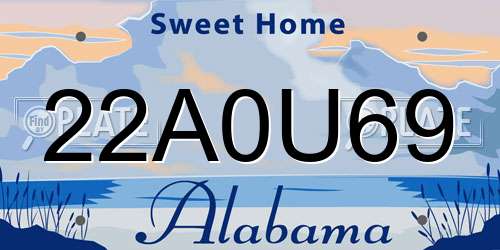 22A0U69 Alabama License Plate