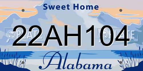 22AH104 Alabama License Plate