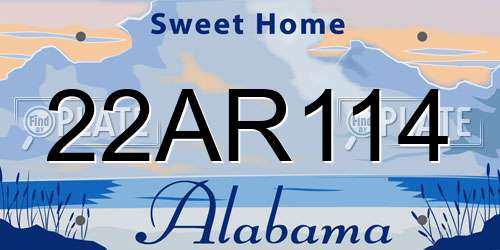 22AR114 Alabama License Plate