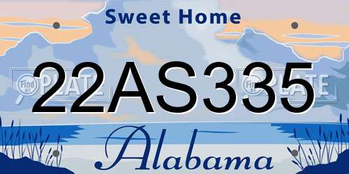 22AS335 Alabama License Plate