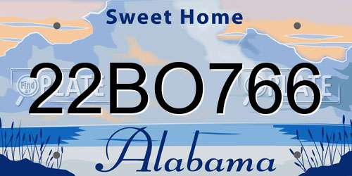 22BO766 Alabama License Plate