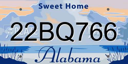 22BQ766 Alabama License Plate