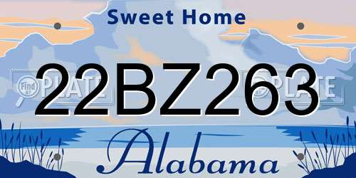 22BZ263 Alabama License Plate