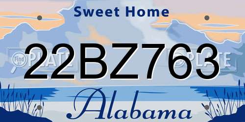 22BZ763 Alabama License Plate