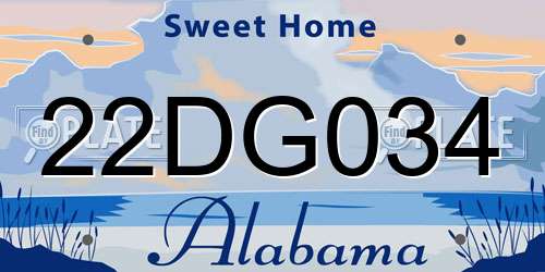 22DG034 Alabama License Plate