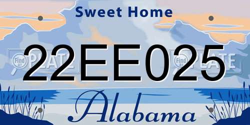 22EE025 Alabama License Plate
