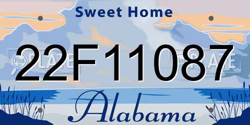 22F11087 Alabama License Plate