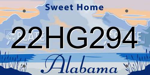 22HG294 Alabama License Plate