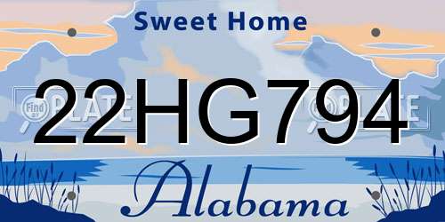 22HG794 Alabama License Plate