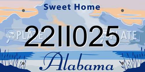 22II025 Alabama License Plate