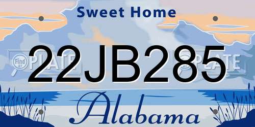 22JB285 Alabama License Plate