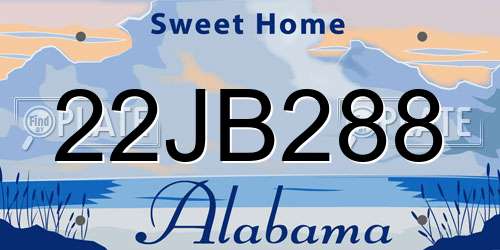 22JB288 Alabama License Plate