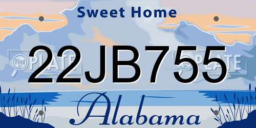 22JB755 Alabama License Plate