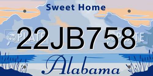 22JB758 Alabama License Plate