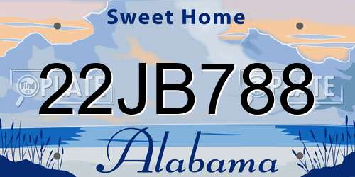 22JB788 Alabama License Plate