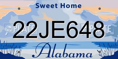 22JE648 Alabama License Plate