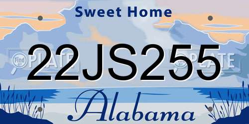 22JS255 Alabama License Plate