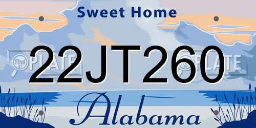 22JT260 Alabama License Plate