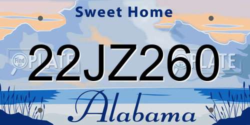 22JZ260 Alabama License Plate