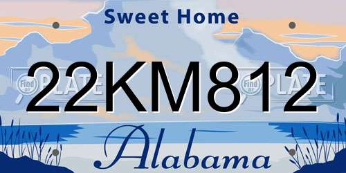 22KM812 Alabama License Plate
