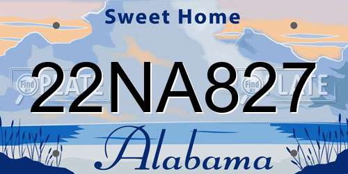 22NA827 Alabama License Plate