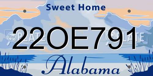 22OE791 Alabama License Plate