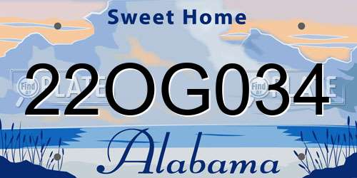 22OG034 Alabama License Plate
