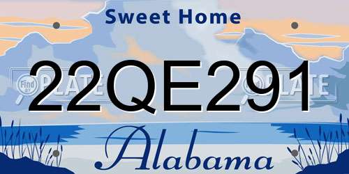 22QE291 Alabama License Plate
