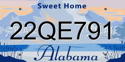 22QE791 Alabama License Plate