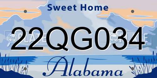 22QG034 Alabama License Plate